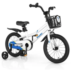 Costway 16'' Kid's Bike With Removable Training Wheels & Basket For 4-7 Years Old White/Blue/Red/Skyblue -Kiddie Kingdom Store GUEST 64a547c1 5f5b 4945 acd7 4245fe1de6c1