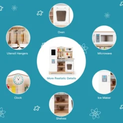 Costway Wooden Kids Pretend Kitchen Playset Cooking Play Toy W/ Utensils & Sound -Kiddie Kingdom Store GUEST 64b9d2a5 c348 40cf ab4a ec01df530cb0