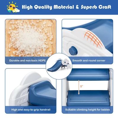 Costway Baby Slide Indoor First Play Climber Slide Set For Boys Girls Blue/Gray 11 Costway Baby Slide Indoor First Play Climber Slide Set For Boys Girls Blue/Gray - Image 9