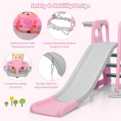 Costway 4-in-1 Kids Play Climber Playset W/ Basketball Hoop & Ball Pink 14 Costway 4-in-1 Kids Play Climber Playset W/ Basketball Hoop & Ball Pink -Kiddie Kingdom Store GUEST 6658513e 69cf 4d2f 93e8 a846bdc6d1d6