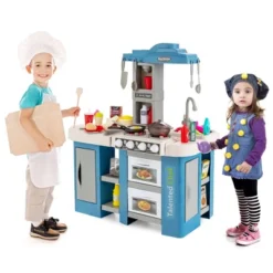 Costway Large Plastic Play Kitchen Set W/ 67 Pcs Cooking Accessories Food &Realistic Lights & Sounds -Kiddie Kingdom Store GUEST 666e829e 2452 4b69 9011 664fa91388d4