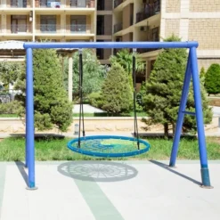 Costway 40'' Spider Web Tree Swing Kids Outdoor Play Set W/ Adjustable Ropes Gift OrangeBlueGreen