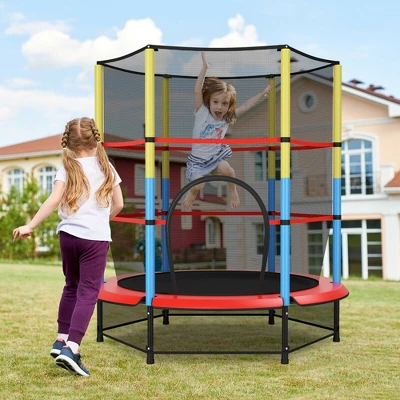 Costway 55'' Kids Trampoline Recreational Bounce Jumper W/Safety Enclosure Net Heavy-duty 3 Costway 55'' Kids Trampoline Recreational Bounce Jumper W/Safety Enclosure Net Heavy-duty