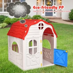 Costway Kids Cottage Playhouse Foldable Plastic Play House Indoor Outdoor Toy Portable -Kiddie Kingdom Store GUEST 67c8dca3 fe4d 4daa 85b9 e05944207906