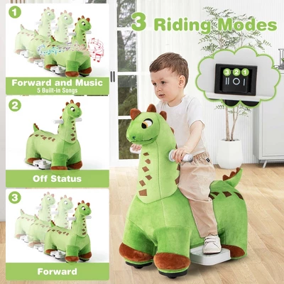 Costway 6V Kids Ride On Dinosaur With Padded Sea Foot Pedal Music Forward & Wheels 10 Costway 6V Kids Ride On Dinosaur With Padded Sea Foot Pedal Music Forward & Wheels - Image 8