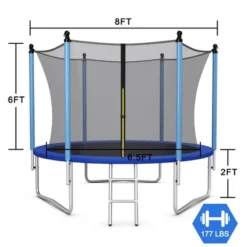 Costway 8/10/12/14/15/16FT Jumping Exercise Recreational Bounce Trampoline W/Safety Net