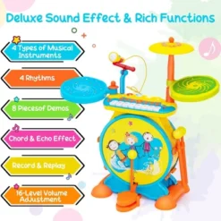 Costway 2-in-1 Kids Electronic Drum Kit Music Instrument Toy W/ Keyboard Microphone Blue 18 Costway 2-in-1 Kids Electronic Drum Kit Music Instrument Toy W/ Keyboard Microphone Blue -Kiddie Kingdom Store GUEST 69029cdd 9d55 40f6 bf4c 1523309de6fd