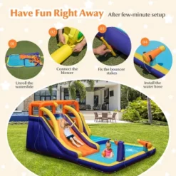 Costway Inflatable Waterslide 4-in-1 Kids Bounce Castle W/ Splash Pool（With 735W Blower） -Kiddie Kingdom Store GUEST 69980853 75b0 446e baf9 9a0f97b2b2c2
