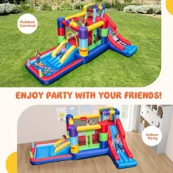 Costway Mutifunctional Kids Infalatable Bounce Castle With 50 Ocean Balls & 735W Blower -Kiddie Kingdom Store GUEST 6abe8938 9086 4a68 842d 4435b3407223