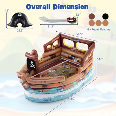Costway Inflatable Pirate Ship Playhouse With Built In Motor Inflatable Toy Sword 4 Costway Inflatable Pirate Ship Playhouse With Built In Motor Inflatable Toy Sword - Image 2