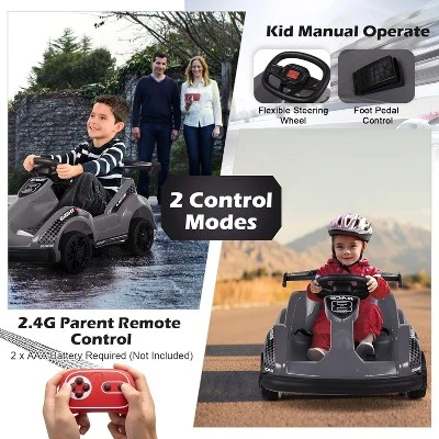 Costway 6V Electric Go Kart For Kids Electric Ride On Car W/ 2.4G Remote Control W/Soft Start Sound And Music Function 4 Costway 6V Electric Go Kart For Kids Electric Ride On Car W/ 2.4G Remote Control W/Soft Start Sound And Music Function - Image 2