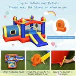 Costway Inflatable Castle Kids Bounce House W/ Slide Jumping Playhouse & 550W Blower -Kiddie Kingdom Store GUEST 6ca3116c b8ca 4790 803b f0981f10cc52