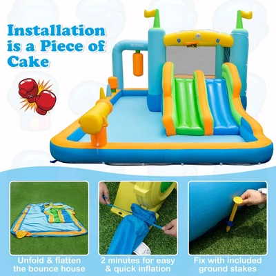 Costway Inflatable Water Slide Giant Kids Bounce House Park Splash Pool With 750W Blower 8 Costway Inflatable Water Slide Giant Kids Bounce House Park Splash Pool With 750W Blower - Image 6