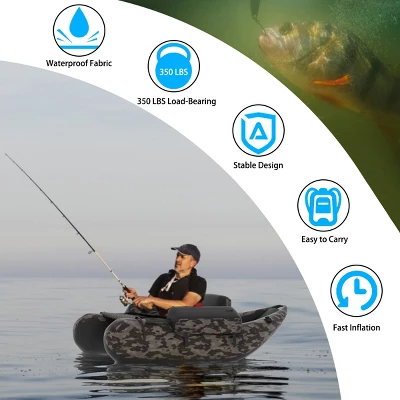 Costway Inflatable Fishing Float Tube W/Adjustable Straps & Storage Pockets & Fish Ruler 3 Costway Inflatable Fishing Float Tube W/Adjustable Straps & Storage Pockets & Fish Ruler