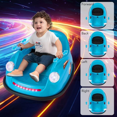 Costway Ride On Bumper Car For Kids With Remote Control 360 Degree Spin LED Light Red/Pink/Navy/Blue 11 Costway Ride On Bumper Car For Kids With Remote Control 360 Degree Spin LED Light Red/Pink/Navy/Blue - Image 9