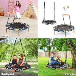 36''Convertible Swing & Trampoline Set Toddler Kids Fitness Rebounder W/Handrail -Kiddie Kingdom Store GUEST 6fd8356e 6473 41c3 b939 c6c2ce6a0a8f