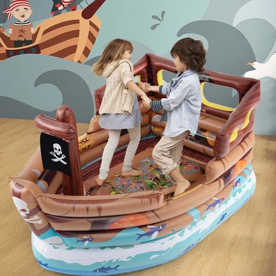 Costway Inflatable Pirate Ship Playhouse With Built In Motor Inflatable Toy Sword 3 Costway Inflatable Pirate Ship Playhouse With Built In Motor Inflatable Toy Sword