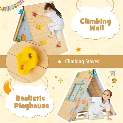 Costway Climbing Triangle With Tent Triangle Climber Crawling Toys For Kids & Baby 4 Costway Climbing Triangle With Tent Triangle Climber Crawling Toys For Kids & Baby - Image 2