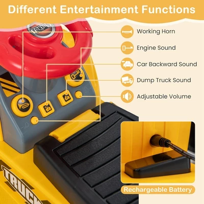 Costway 6V Electric Kids Ride On Excavator Pretend Play Toy Tractor W/ Basketball Hoop 7 Costway 6V Electric Kids Ride On Excavator Pretend Play Toy Tractor W/ Basketball Hoop - Image 5
