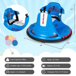 Costway 6V Bumper Car For Kids Toddlers Electric Ride On Car Vehicle With 360° Spin Purple/Blue/Pink/Red -Kiddie Kingdom Store GUEST 71a34ecd cb98 4653 8029 bf4cd5d98a10