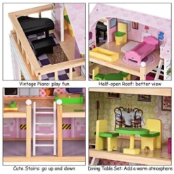 Costway Doll Cottage Dollhouse W/ Furniture Kids Wood House Playset Children Toy -Kiddie Kingdom Store GUEST 72ebb545 a311 41e5 8baa 60501955b7f7