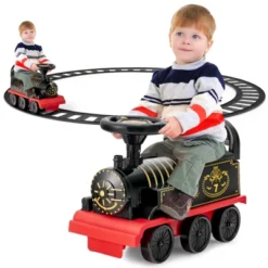 Costway 6V Electric Kids Ride On Train Motorized Train Toy W/ Track & 6 Wheels -Kiddie Kingdom Store GUEST 7390fb31 82cb 4c24 8b07 acfd69aedeea