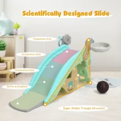 Costway Baby Rocking Horse Slide Set 4-in-1 Kids Swing Toys W/Basketball Hoop Ferrule GreenPink -Kiddie Kingdom Store GUEST 7585ed5b 1799 4d23 aa53 e3d01398b51a