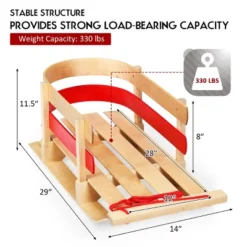 Costway Baby Kids Wooden Sled Solid Seat Toddler Boggan Outdoor Play Snow Toys -Kiddie Kingdom Store GUEST 7592045c 2dab 414b b67a d1636b2f9ac4