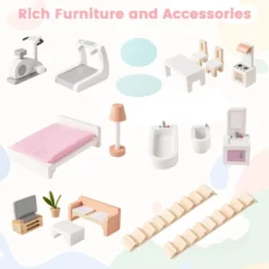 Costway Kids Wooden Dollhouse With Double-Sided Roofs & Openable Doors Rich Furniture 17 Costway Kids Wooden Dollhouse With Double-Sided Roofs & Openable Doors Rich Furniture -Kiddie Kingdom Store GUEST 75e487fc 8521 4a8d 9b79 7d5e4033930f