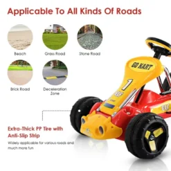Costway Kids Go Kart Ride On Car Pedal Powered Car 4 Wheel Racer Toy Stealth Outdoor -Kiddie Kingdom Store GUEST 76ee2fe8 8c15 485e a15e c305f522833a