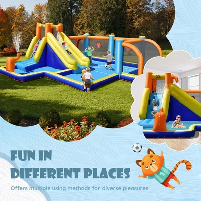 Costway Giant Soccer-Themed Inflatable Water Slide Bouncer Splash Pool With/without 735W Blower 9 Costway Giant Soccer-Themed Inflatable Water Slide Bouncer Splash Pool With/without 735W Blower - Image 7