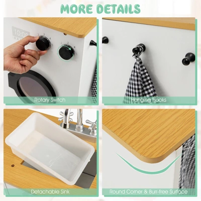 Costway Kids 2-Piece Kitchen Play Set Pretend Chef Toy Set W/ Range Hood & Stove Burner 7 Costway Kids 2-Piece Kitchen Play Set Pretend Chef Toy Set W/ Range Hood & Stove Burner - Image 5