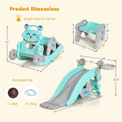 Babyjoy 4-in-1 Rocking Horse & Slide Set Toddler Slide Toy W/ Basketball Hoop 3 Babyjoy 4-in-1 Rocking Horse & Slide Set Toddler Slide Toy W/ Basketball Hoop