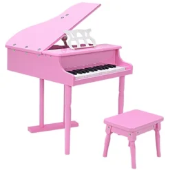 30 Key Childs Toy Grand Baby Piano W/ Kids Bench Wood Pink