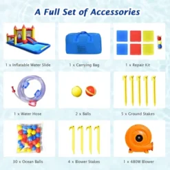 Costway Inflatable Water Slide Castle Kids Bounce House Indoor & Outdoor W/ 480W Blower -Kiddie Kingdom Store GUEST 7af80458 8191 4d32 9857 9156da44f4cb