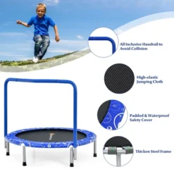 Costway 36'' Kids Trampoline Rebounder W/Full Covered Handrail & Pad Indoor Outdoor PinkBlue -Kiddie Kingdom Store GUEST 7bca3393 8f7a 42d7 9bc0 dccf9d54ca65