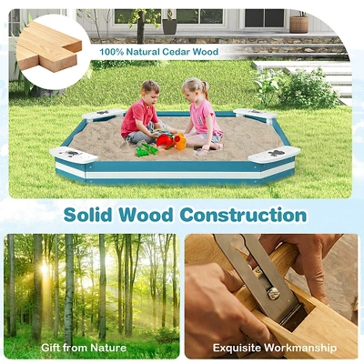 Costway Outdoor Wooden Sandbox With Animal Patterns Seats Backyard Bottomless Sandpit 6 Costway Outdoor Wooden Sandbox With Animal Patterns Seats Backyard Bottomless Sandpit - Image 4
