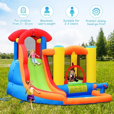 Costway Inflatable Bounce House Water Slide W/ Climbing Wall Splash Pool Water Cannon 5 Costway Inflatable Bounce House Water Slide W/ Climbing Wall Splash Pool Water Cannon - Image 3