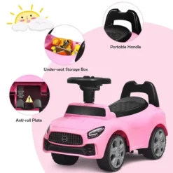 Costway Foot-to-Floor Kids Ride-On Push Car W/ Horn And Music WhitePink -Kiddie Kingdom Store GUEST 7ce055e4 ea0f 4bd3 952c c398658c5367
