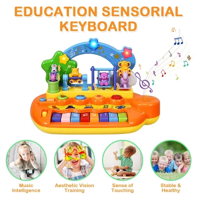 Costway Kids Rainbow Piano Keyboard 8 Keys Music Toy Gift W/ Animal Playground LED Light 6 Costway Kids Rainbow Piano Keyboard 8 Keys Music Toy Gift W/ Animal Playground LED Light - Image 4