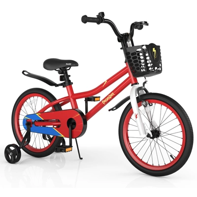 Costway 18'' Kid's Bike With Removable Training Wheels & Basket For 4-8 Years Old White/Blue/Red/Skyblue 14 Costway 18'' Kid's Bike With Removable Training Wheels & Basket For 4-8 Years Old White/Blue/Red/Skyblue - Image 12