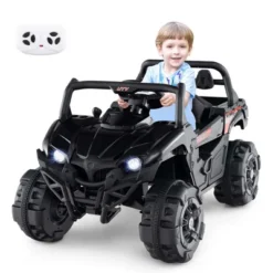 Costway 12V Kids Ride On Truck With Remote Control Slow Start Safety Belt Rear Storage Black -Kiddie Kingdom Store GUEST 82409298 5860 49c3 8aeb 8bcf2af16091