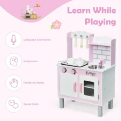 Costway Kids Play Kitchen Wooden Pretend Play Cooking Set Toys W/ Accessories -Kiddie Kingdom Store GUEST 82a7daae 6db0 4cc6 8aa2 f38f46e0e9b2
