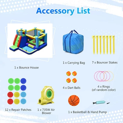 Costway Inflatable Bounce House 8-in-1 Kids Inflatable Slide Bouncer (With 735W Blower) 10 Costway Inflatable Bounce House 8-in-1 Kids Inflatable Slide Bouncer (With 735W Blower) - Image 8