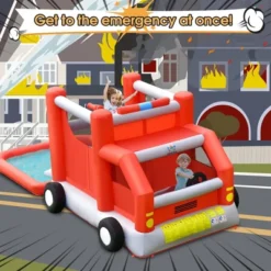 Costway Fire Truck Themed Inflatable Castle Water Park Kids Bounce House Blower Excluded -Kiddie Kingdom Store GUEST 835d0125 829a 4e2b aac4 9c99cf315b4b