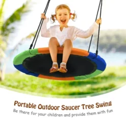 Costway 40'' Flying Saucer Tree Swing Outdoor Play Set W/ Adjustable Ropes Colorful/Camouflage Green -Kiddie Kingdom Store GUEST 83c286b3 e5da 49f9 8602 f062e26e5800