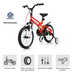 Costway 16'' Kids Bike Toddlers Adjustable Freestyle Bicycle W/ Training Wheels -Kiddie Kingdom Store GUEST 84138317 030c 4d65 bdae e831bfd0c716