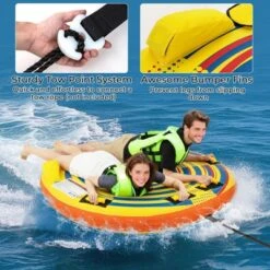 Costway Towable Tube For Boating 1 Or 2 Person Inflatable Boat Tube For Youth & Adult Yellow -Kiddie Kingdom Store GUEST 843aa955 7ccb 465d 8563 59d934987fc9