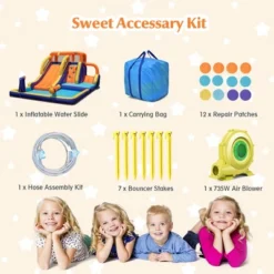 Costway Inflatable Waterslide 4-in-1 Kids Bounce Castle W/ Splash Pool（With 735W Blower） -Kiddie Kingdom Store GUEST 84ceb527 a335 445a b129 97c85f926203