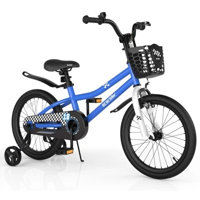 Costway 18'' Kid's Bike With Removable Training Wheels & Basket For 4-8 Years Old White/Blue/Red/Skyblue 13 Costway 18'' Kid's Bike With Removable Training Wheels & Basket For 4-8 Years Old White/Blue/Red/Skyblue - Image 11